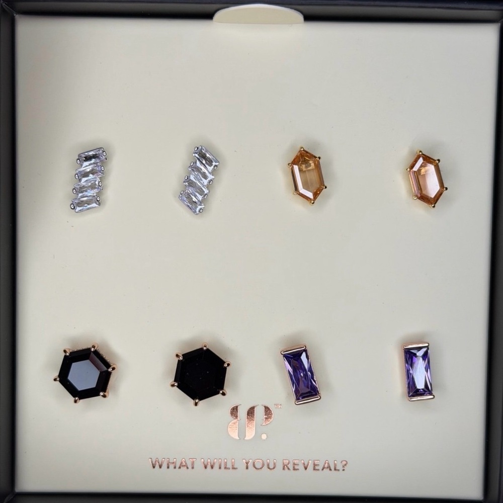 Elegant Multi-Color Stud Earring Set